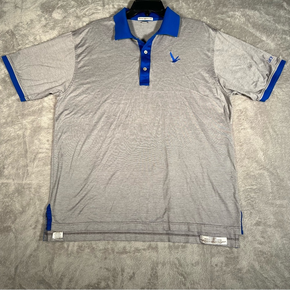 Peter Millar Grey Goose Vodka Polo Shirt Men's Large Gray Golf Short Sleeve